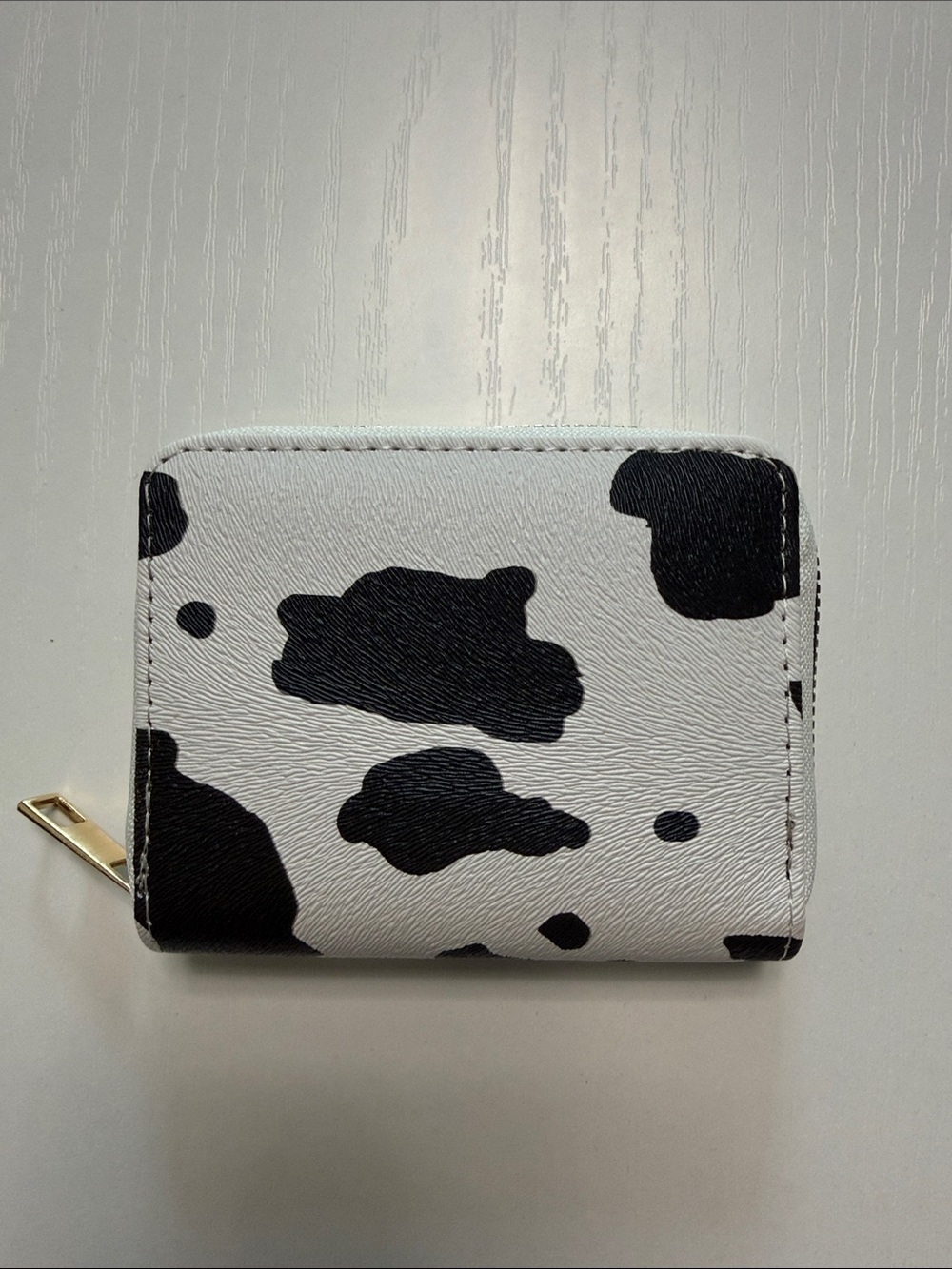 NWOT Cow Print Zip Wallet in Black and White - Picture 2 of 7